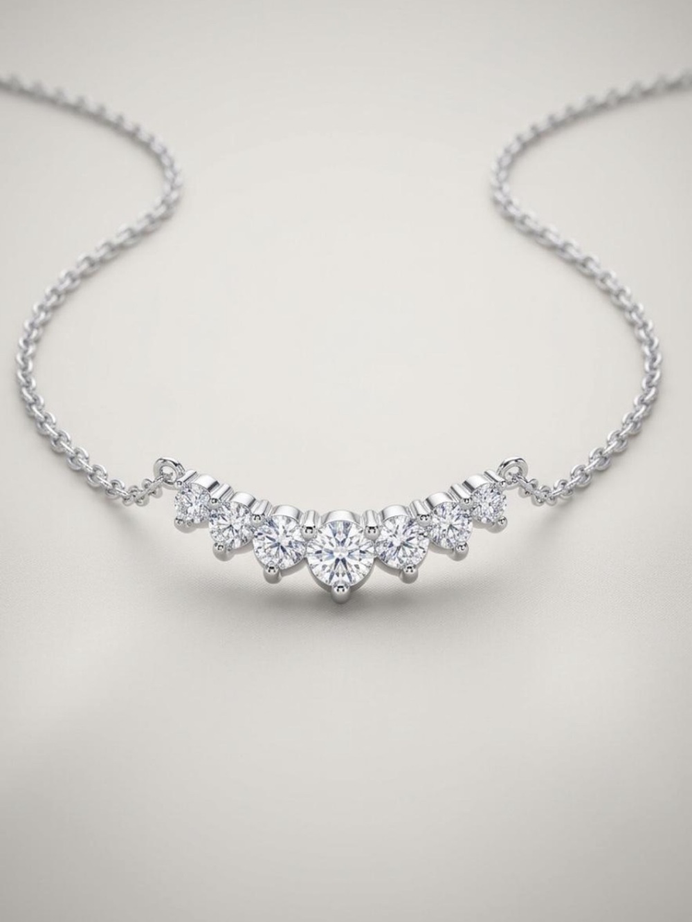 925 Sterling Silver Moissanite Cluster Necklace - Elegant Sparkle